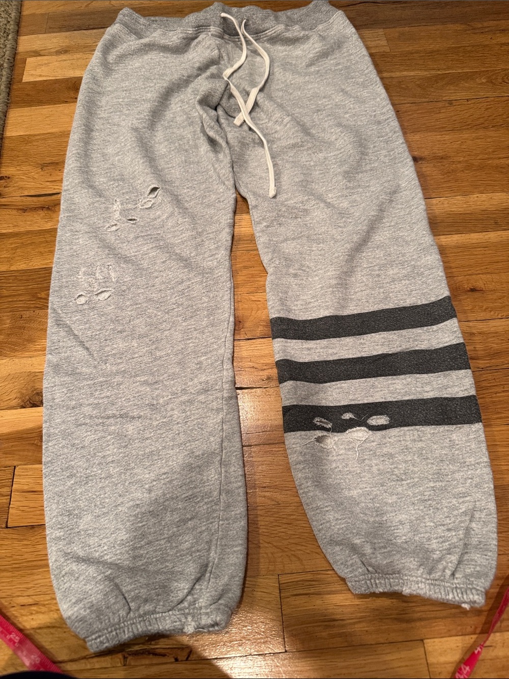 Woman’s Gray Sweatpants with grey Stripes - Casual Drawstring Joggers sz 1